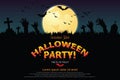 Halloween party poster with zombie s hand. Royalty Free Stock Photo