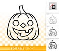 Halloween pumpkin face simple line vector icon Royalty Free Stock Photo