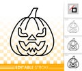 Halloween pumpkin face simple line vector icon