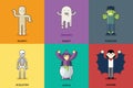 Halloween Party Roles Characters Icons Set Stylish Royalty Free Stock Photo