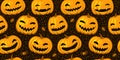 Halloween party seamless background. Pattern pumpkins vector illustration