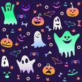 Halloween party seamless pattern design, postcard