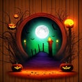 Halloween Party - Skeletons With Wooden Banner In Spooky Nights Royalty Free Stock Photo