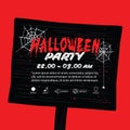 Halloween party square banner with sign wood on red background i