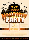 Halloween Party template invitation or poster and banner with pumpkin. Vector Royalty Free Stock Photo