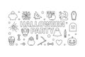 Halloween party thin line horizontal vector minimal illustration