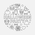 Halloween party thin line round vector modern illustration Royalty Free Stock Photo