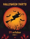 Halloween party ticket, banner, card or poster template design