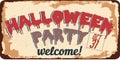 Halloween party vintage metal sign.Retro poster 1950s style Royalty Free Stock Photo