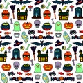 Halloween Patches Seamless Pattern