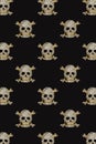 Halloween pattern. Golden skull with rhinestones on black background. Happy hallowen holiday concept Royalty Free Stock Photo