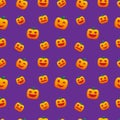 Halloween Pattern Jack O Lantern Pumpkin Love Wink Dizzy Vector Design Background