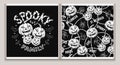 Halloween pattern, label with happy pumpkin family Royalty Free Stock Photo