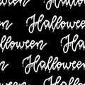 HALLOWEEN pattern seamless only with lettering text. Simple black and white silhouette illustration Royalty Free Stock Photo