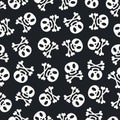 Halloween pattern skull white color on black background