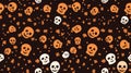 a halloween pattern with skulls and bones on a black background Royalty Free Stock Photo