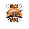 Halloween pattern. Trick or treat and football ball Royalty Free Stock Photo