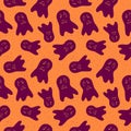 Halloween pattern. Vector seamless background with spooky ghosts. Doodle style Royalty Free Stock Photo