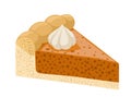 Halloween piece of pumpkin pie. Vector illustration on white background Royalty Free Stock Photo