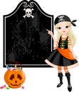 Halloween Pirate girl pointing Royalty Free Stock Photo