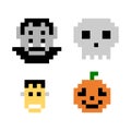 Halloween pixel collection image. Scary character vector illustration
