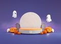 Halloween podium platform for banner or greeting card in 3D illustration. Pedestal for halloween sales flyer template or product Royalty Free Stock Photo