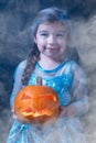 Halloween portrait of young girl stylised for frozen princess