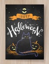 Halloween postcard color chalked design