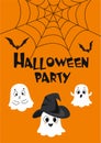 Halloween poster with ghosts. Vector illustration.