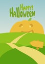 Halloween poster retro style colors. Empty space under text