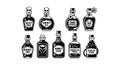 Halloween Potion Bottles Collection - Black and White Vector Icons Royalty Free Stock Photo