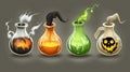 Halloween potions bubbling, spooky background, game asset Royalty Free Stock Photo