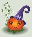 Halloween pretty pumpkin, vector