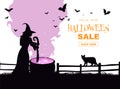 Halloween promo sale flyer, witches brew potion Royalty Free Stock Photo