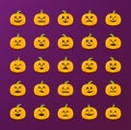 Halloween Pumkin stickers with different emotions set. Royalty Free Stock Photo