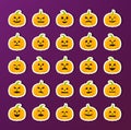 Halloween Pumkin stickers with different emotions set. Royalty Free Stock Photo