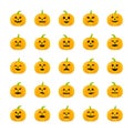 Halloween Pumkin stickers with different emotions set. Royalty Free Stock Photo