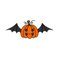 Halloween pumpkin in bat costume vector illustration Royalty Free Stock Photo