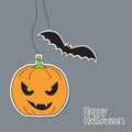 Halloween pumpkin and bat