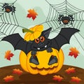 Halloween pumpkin bat