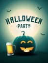 Halloween pumpkin beer party poster.