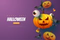 Halloween Pumpkin Blue Background Illustration Royalty Free Stock Photo