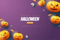 Halloween Pumpkin Blue Background Illustration Royalty Free Stock Photo