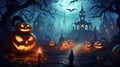 Halloween pumpkin and candle light
