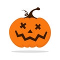 Halloween pumpkin with carved face cartoon isolated illustration on white background. Cute smiling Jack Lantern icon Royalty Free Stock Photo