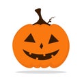 Halloween pumpkin with carved face cartoon isolated illustration on white background. Cute smiling Jack Lantern icon Royalty Free Stock Photo