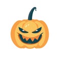 Halloween pumpkin with carved face and grin Royalty Free Stock Photo