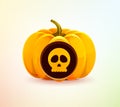 Halloween pumpkin with a carved skull Royalty Free Stock Photo