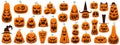 Halloween pumpkin carving set. Jack o lantern face collection. For Halloween decoration and design. Vector illustration Royalty Free Stock Photo