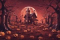 halloween pumpkin with castle in night scene 3 d illustrationhalloween pumpkin with castle in night
